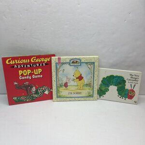Lot 3 Kid Books Curious George Candy Game Pooh I'm Sorry Very Hungry Caterpillar